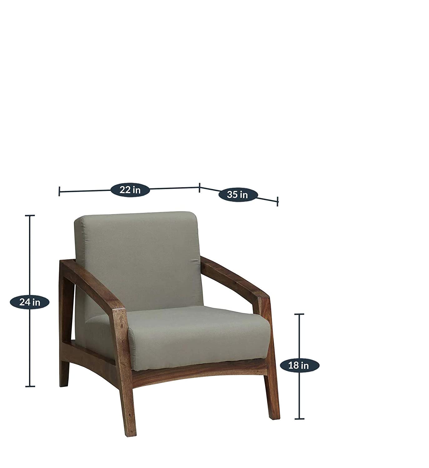 Eli Solid Wood One Seater Sofa In Provincial Teak Finish For Living Room Furniture