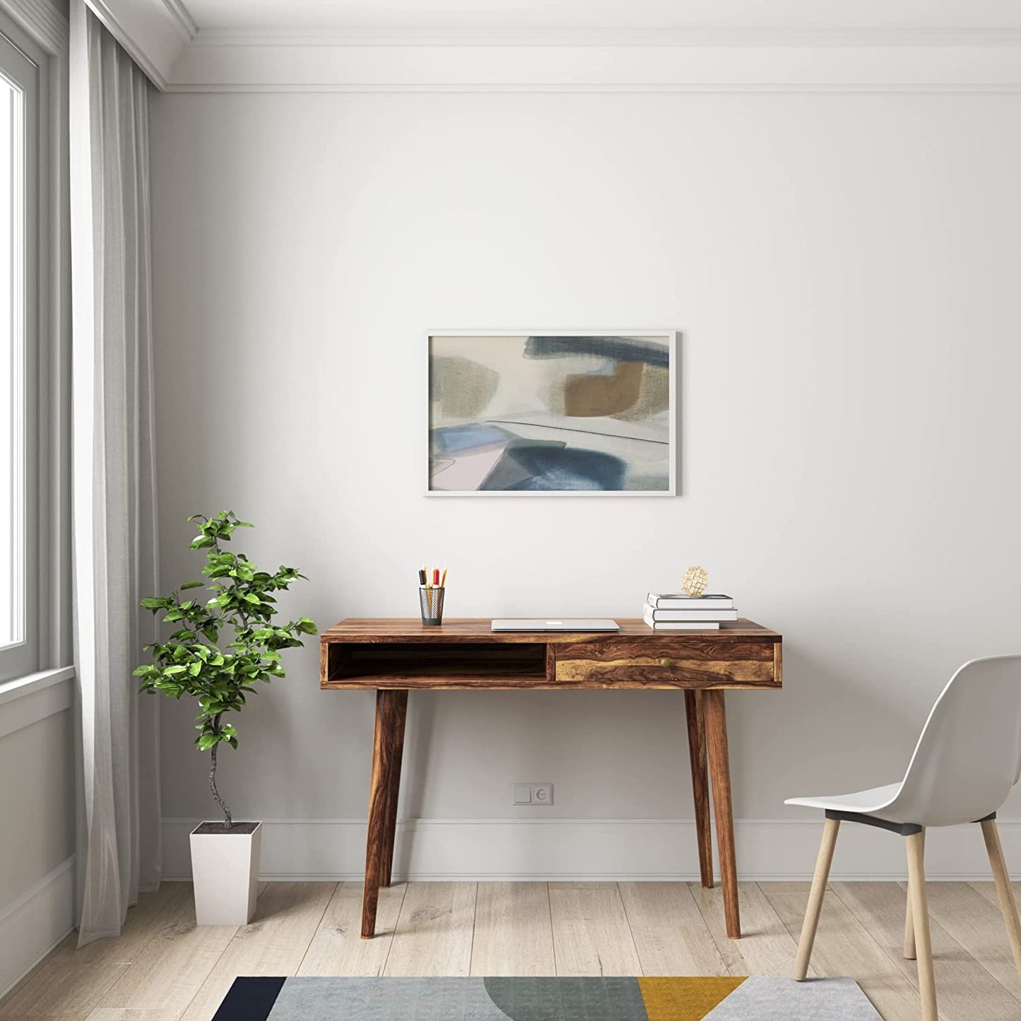 Liv Sheeshjam Wood 1 Drawers & 1 Shelf Desk In Natural Finish