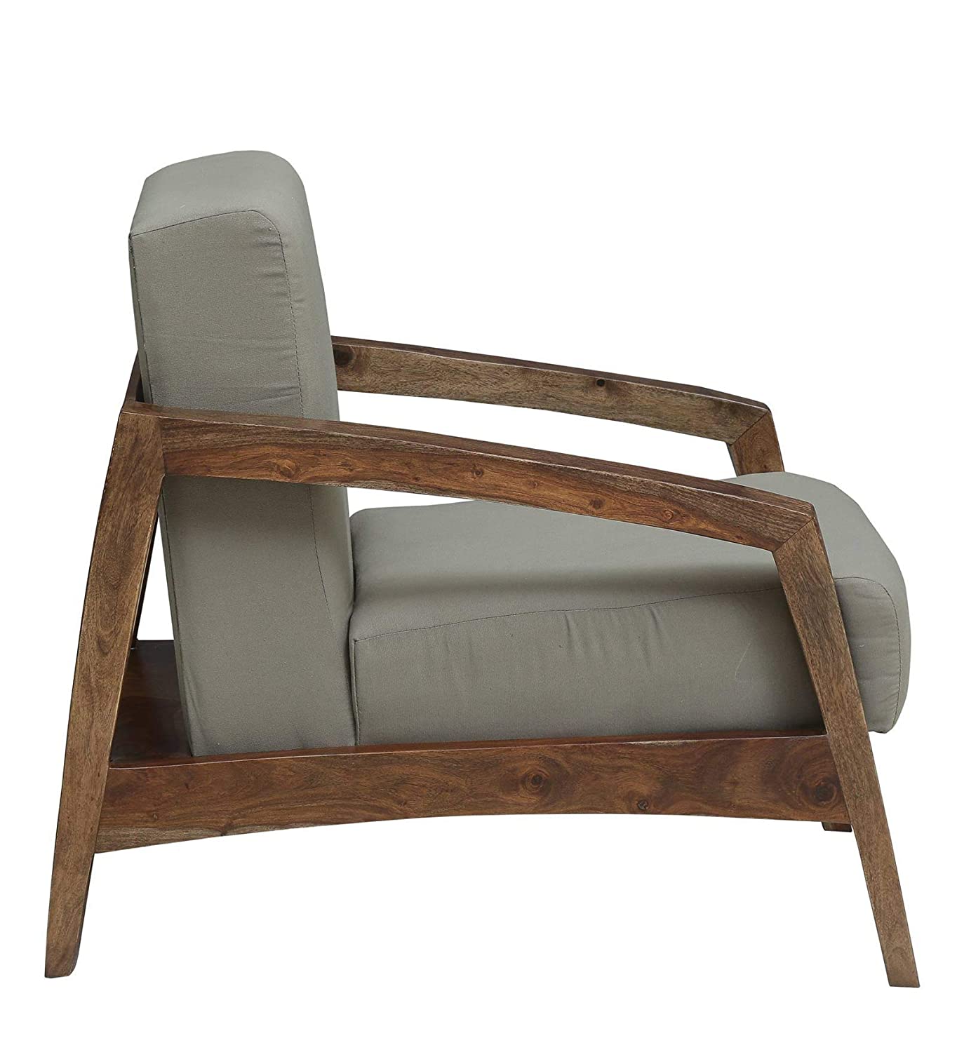 Eli Solid Wood One Seater Sofa In Provincial Teak Finish For Living Room Furniture