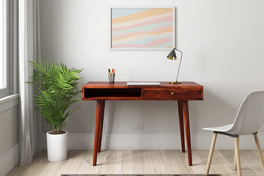 Liv Sheeshjam Wood 1 Drawers & 1 Shelf Desk In Natural Finish