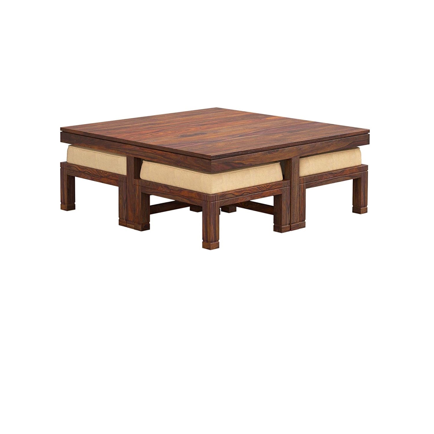Steven Sheesham Wood 4 Stool Nesting Coffee Table #016