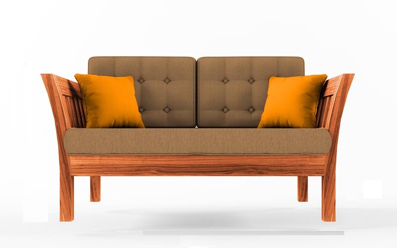 Alex Solid  Sheesham Wood 2 Seater Sofa Set In Natural Teak For Living Room Furniture #003
