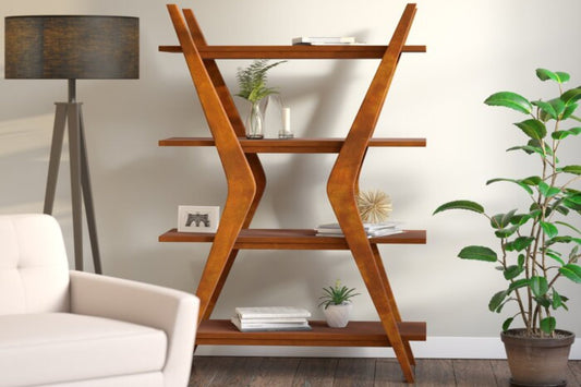 Bhumi Solid Wood Bookcase In Provincial Teak Finish