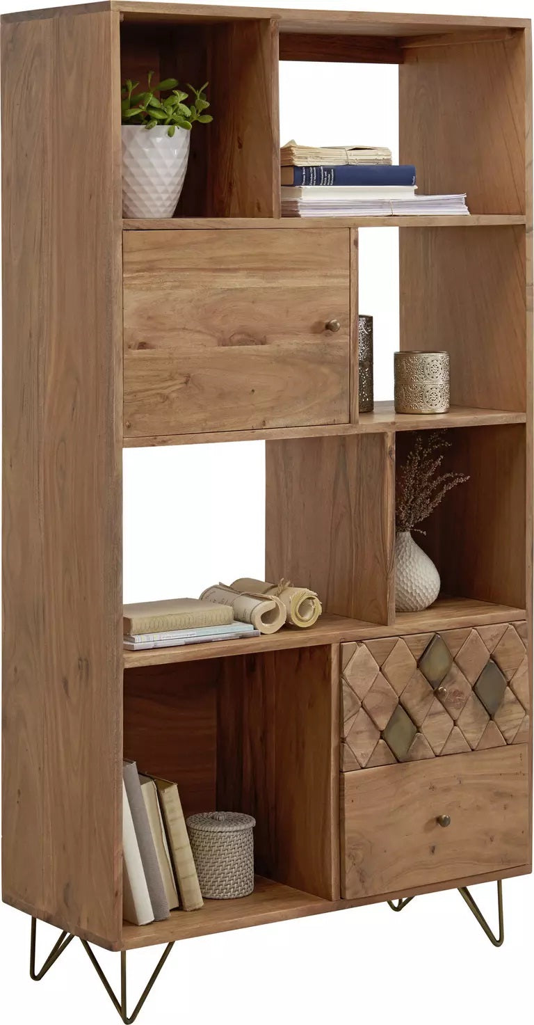 Marudhara Solid Wood Bookcase In Natural Finish