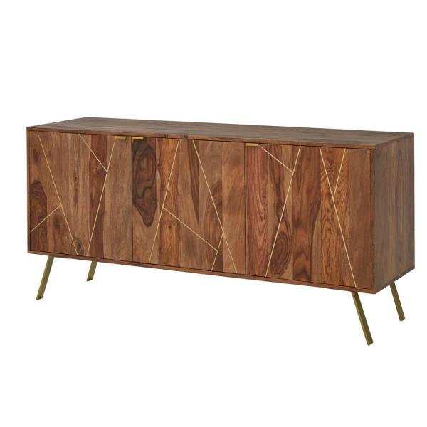Alex Sheesham Solid Wood Sideboard in Rustic Teak Finish