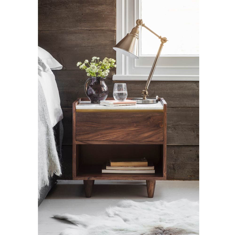 Arko Solid Wood Bed-Side Table In Natural Finish For Bedroom Furniture