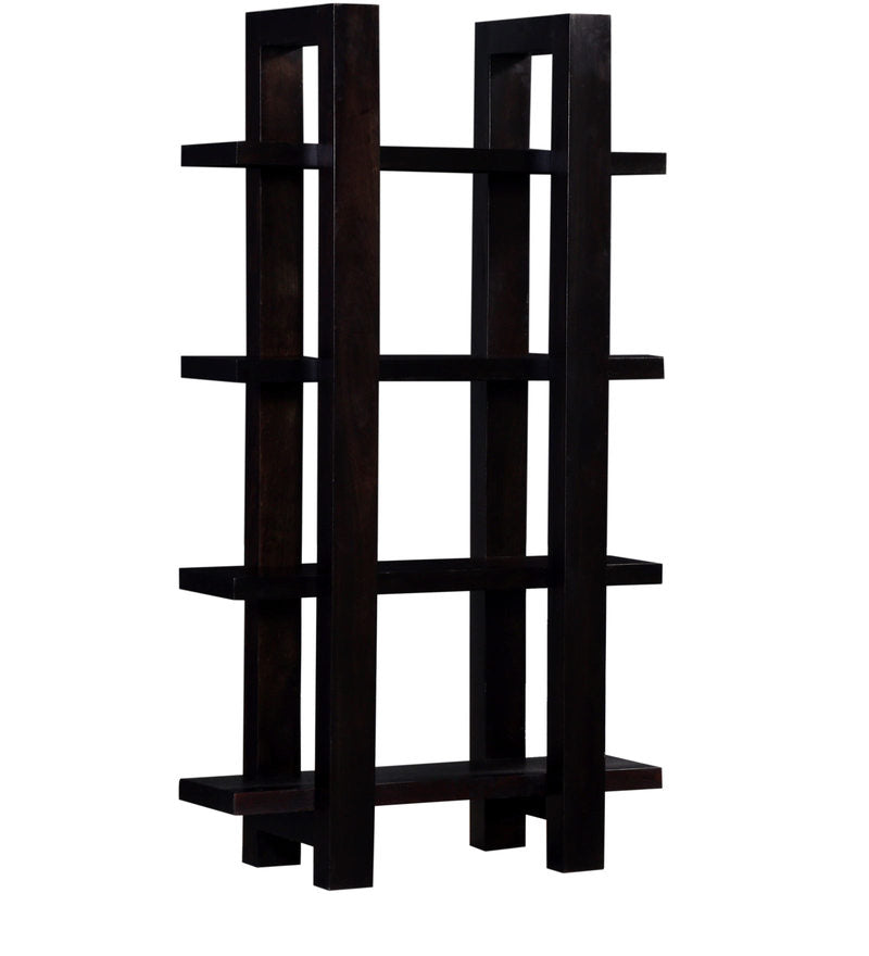 Liv Solid Mango Wood Bookcase 4 Shelf In Z-Black Finish