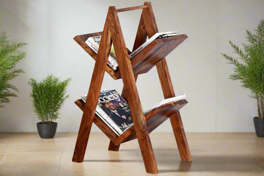 Alex Solid Sheesham Wood 2 Shelf Bookcase In Provincial Finish