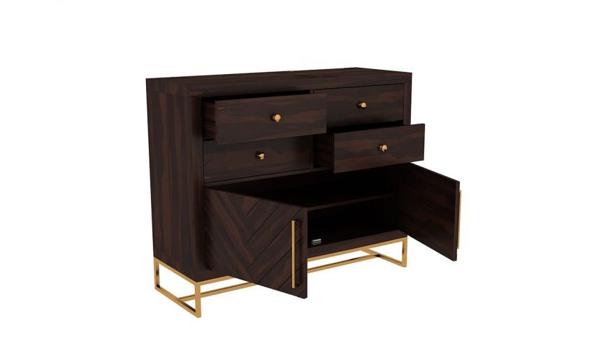 Angus Solid Wood Chest Of Drawers In Walnut Finish