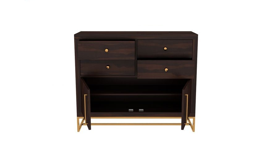 Angus Solid Wood Chest Of Drawers In Walnut Finish