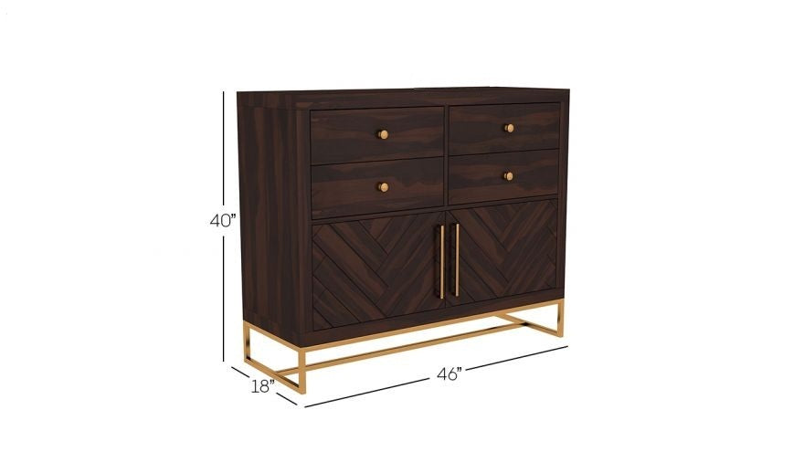 Angus Solid Wood Chest Of Drawers In Walnut Finish