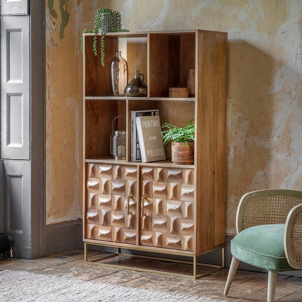Arko Solid Mango Wood Open Bookcase In Natuarl Finish