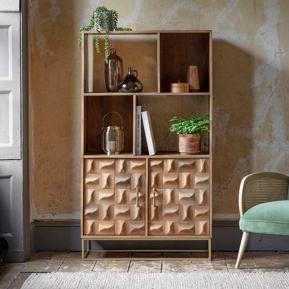 Arko Solid Mango Wood Open Bookcase In Natuarl Finish