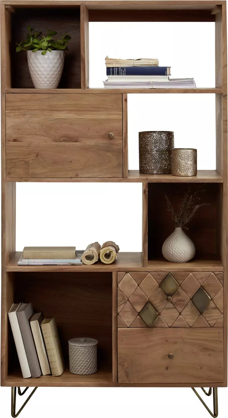 Marudhara Solid Wood Bookcase In Natural Finish