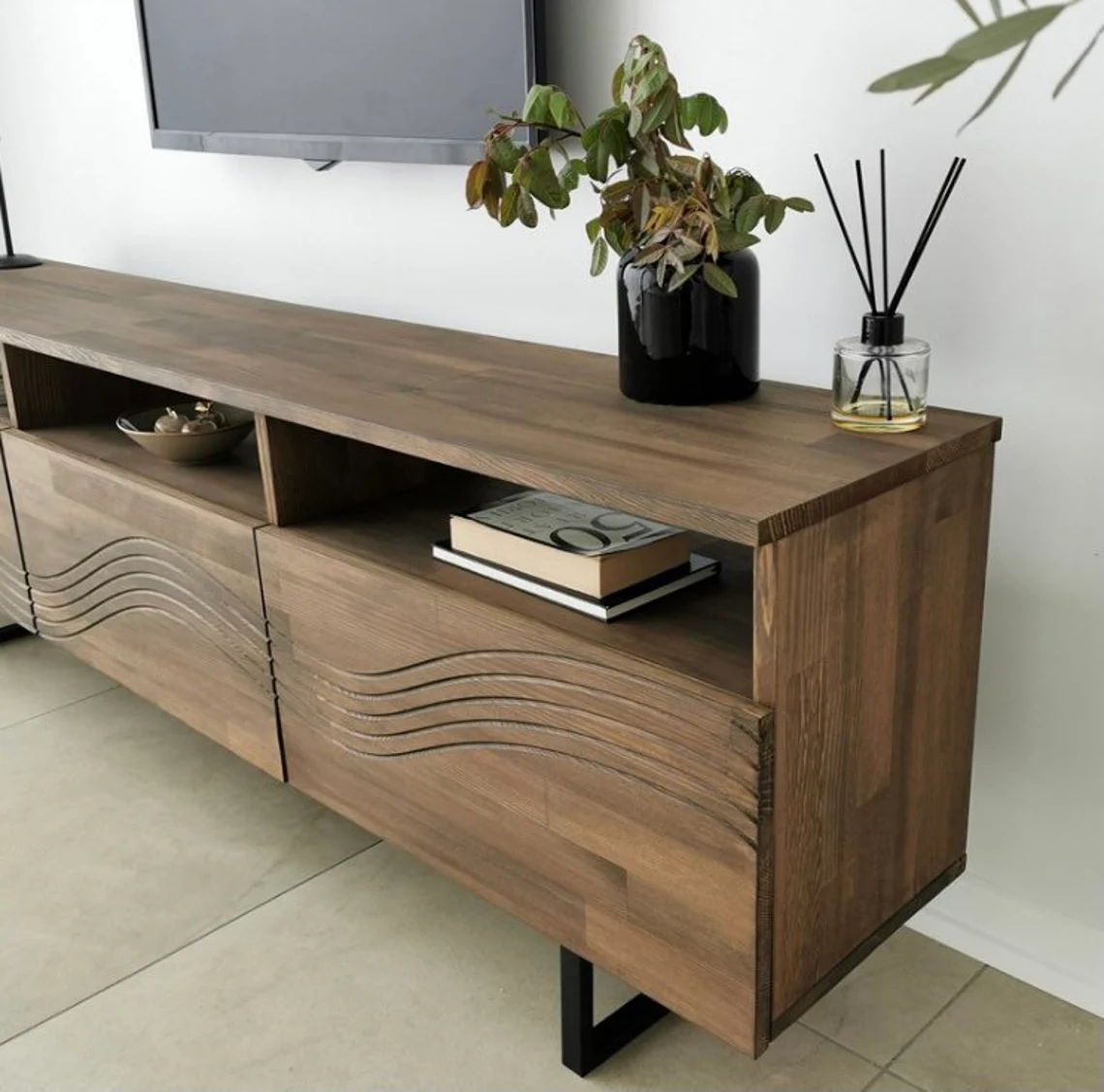 Avian Solid Wood Tv-Unit In Natural Finish For Living Room Furniture