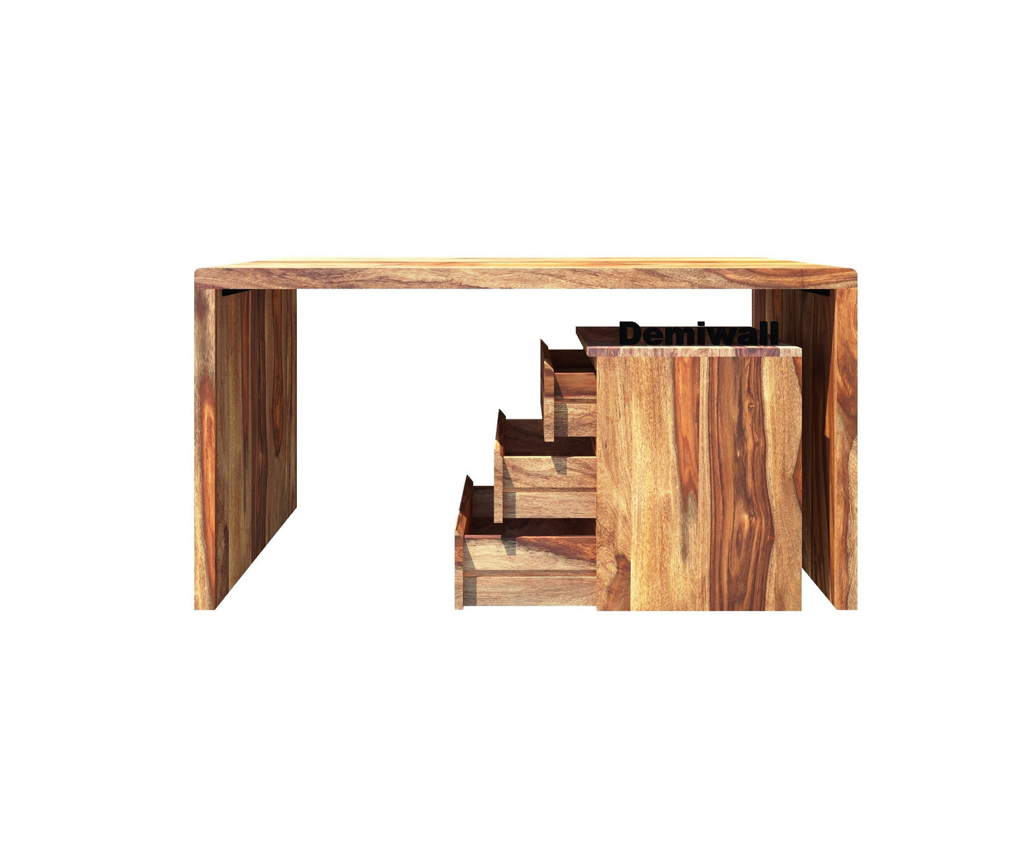 Avain Solid Wood Large Study Table In Natural Teak For Study Room Furniture