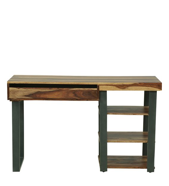 Ritx Sheesham Wood Study Table In Rustic Teak Finish For Study Room Furniture