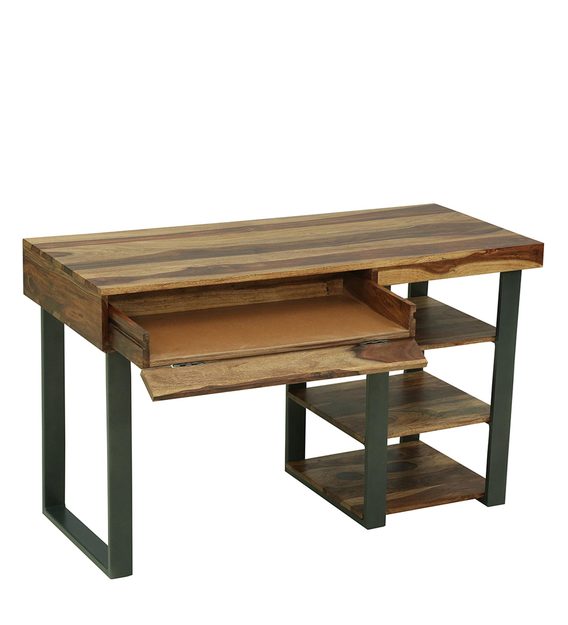 Ritx Sheesham Wood Study Table In Rustic Teak Finish For Study Room Furniture