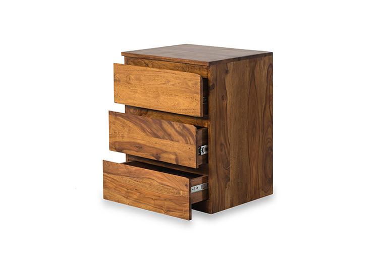 Avian Three Drawers Bed-Side Table Made Of Solid Sheesham Wood