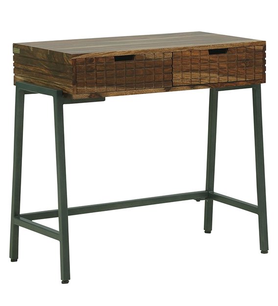 Ritx Solid Wood Study Table In Rustic Teak Finish For Study Room Furniture