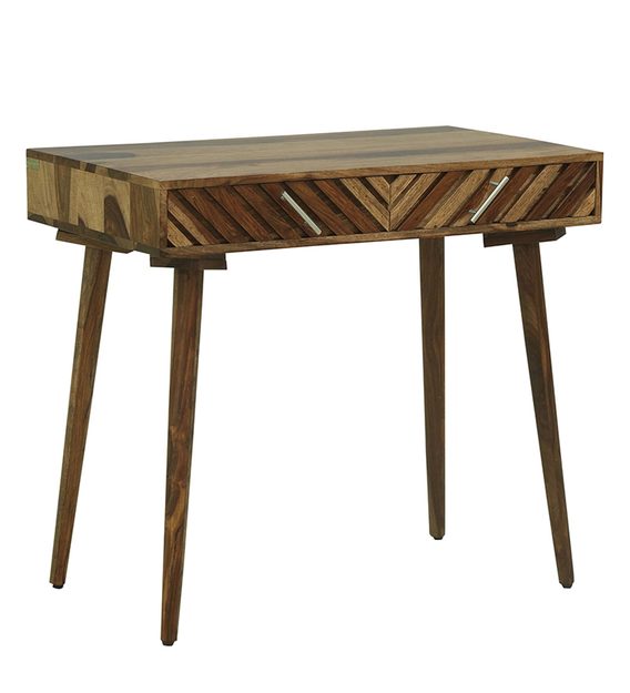 Ritx Solid Wood Study Table In Natural Teak Finish For Study Room Furniture