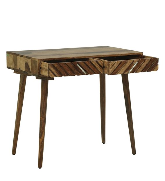 Ritx Solid Wood Study Table In Natural Teak Finish For Study Room Furniture
