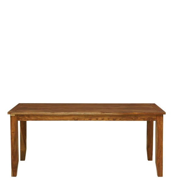 Kia Solid Wood 6 Seater Dining Table In Rustic Teak Finish For Dining Room Furniture