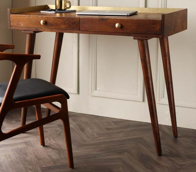 Eon Mango Solid Wood Study Table In Provincial Teak Finish