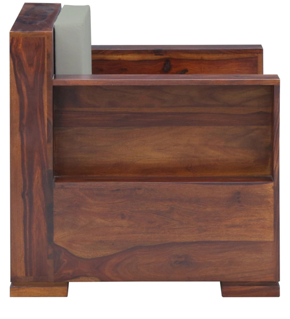 Eli Solid Wood One Seater Sofa In Provincial Teak Finish For Living Room Furniture