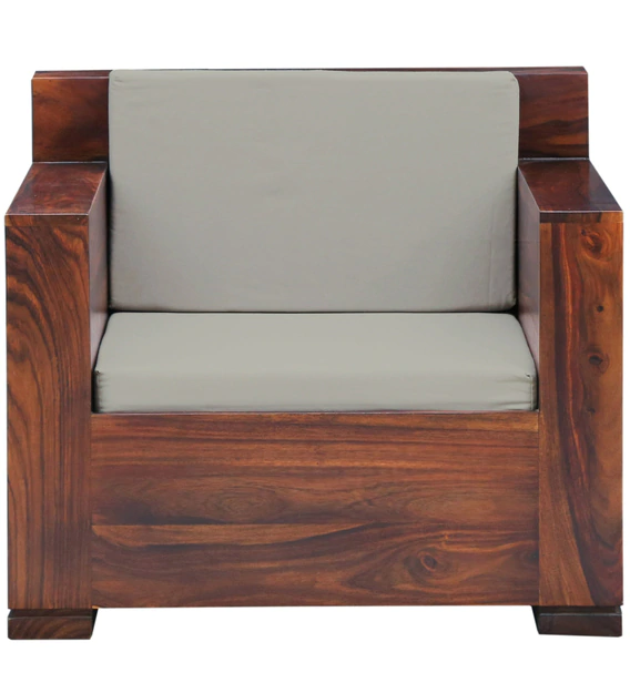 Eli Solid Wood One Seater Sofa In Provincial Teak Finish For Living Room Furniture