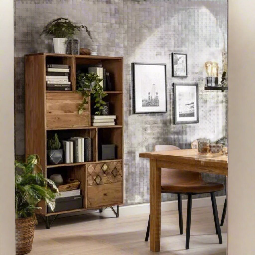 Marudhara Solid Wood Bookcase In Natural Finish
