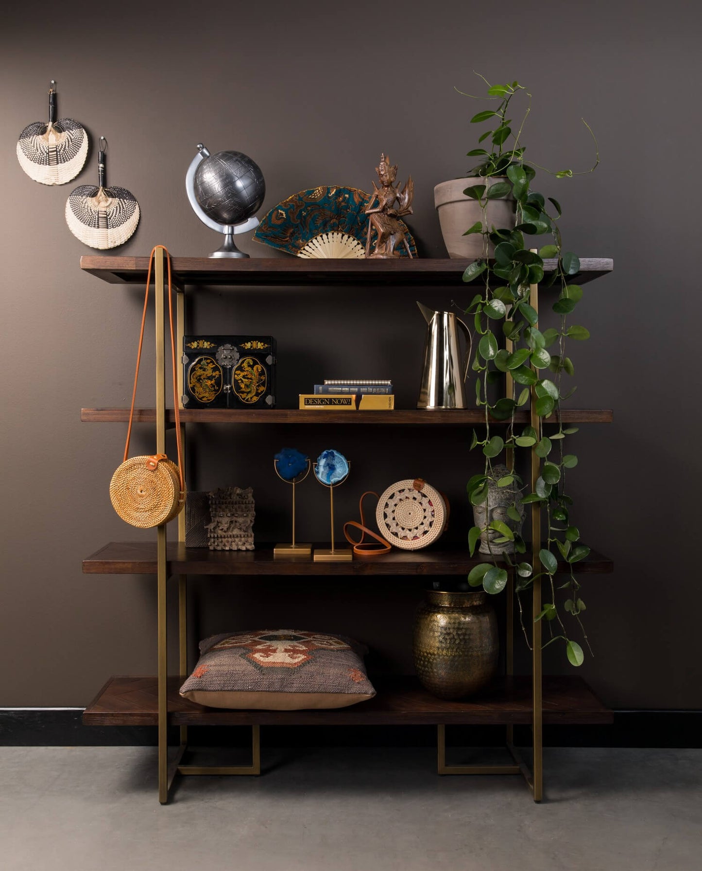 San Solid Wood Open Shelf In Provincial Teak Finish