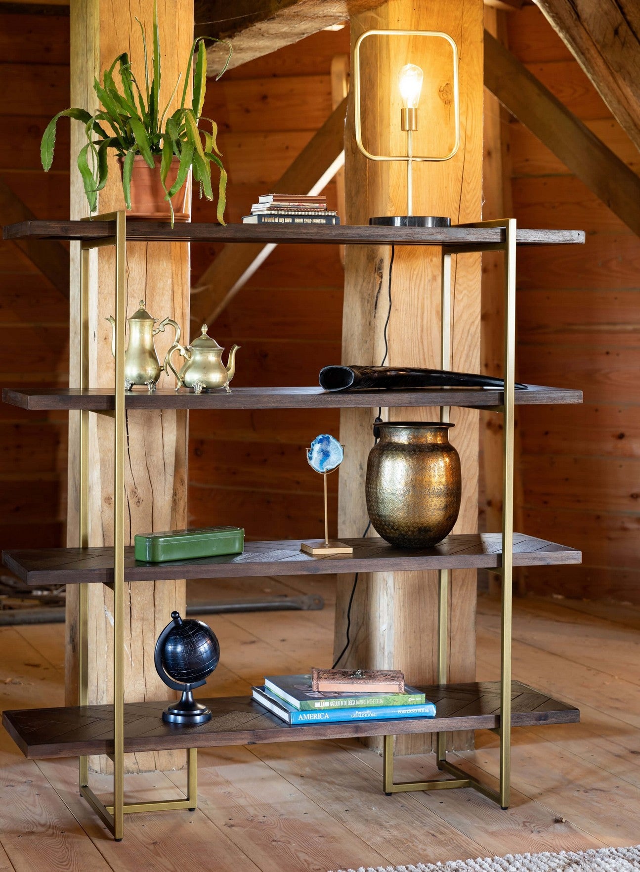 San Solid Wood Open Shelf In Provincial Teak Finish