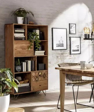 Marudhara Solid Wood Bookcase In Natural Finish