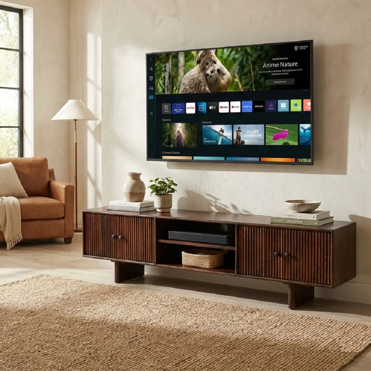 Solid Wood 4 Door Tv Cabinet For Living Room