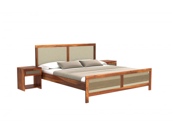 Ken Solid Sheesham Wood King Size Bed In Natural Finish For Bedroom Furniture