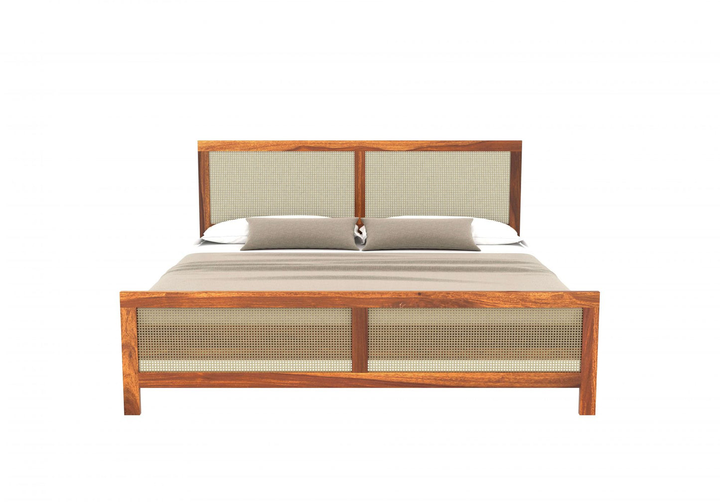 Ken Solid Sheesham Wood King Size Bed In Natural Finish For Bedroom Furniture