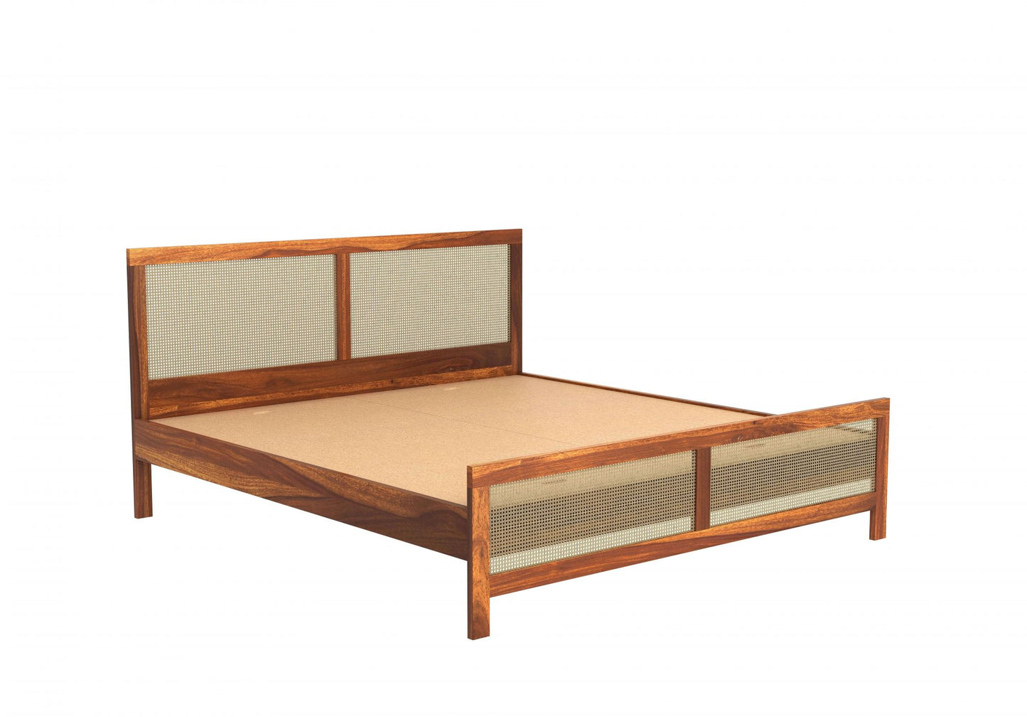 Ken Solid Sheesham Wood King Size Bed In Natural Finish For Bedroom Furniture