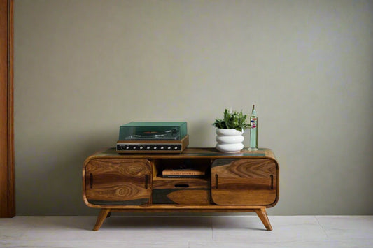 Zara Solid Mango Wood Tv Unit In Provincial Teak Finish