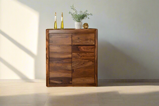 Segure Solid Wood Bookcase In Natural Teak Finish For Study Room Furniture