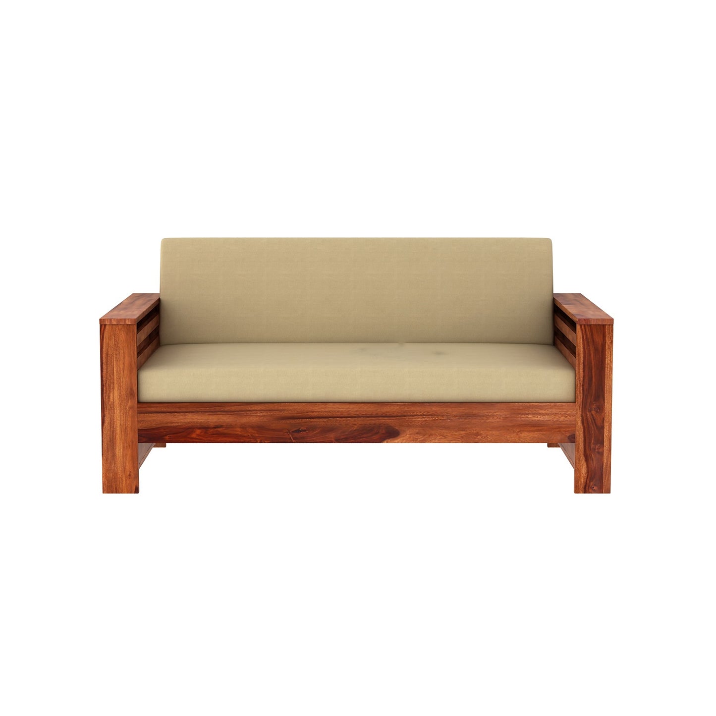 Wooden Sofa Set for Living Room and Office 3 Seater Natural Teak Finish