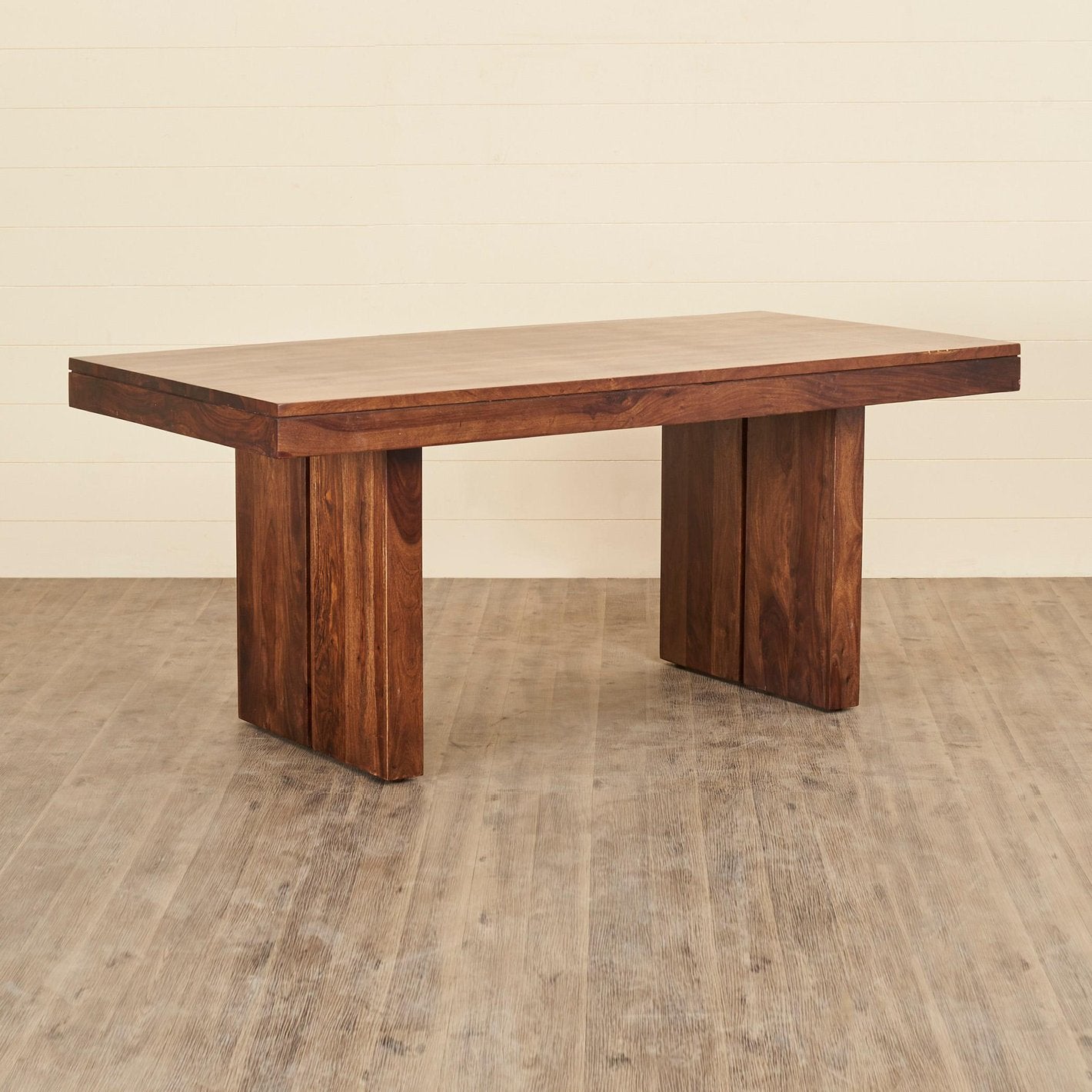 Roster Sheesham Wood Dining Table With Natural Gray Finish For Dining Room