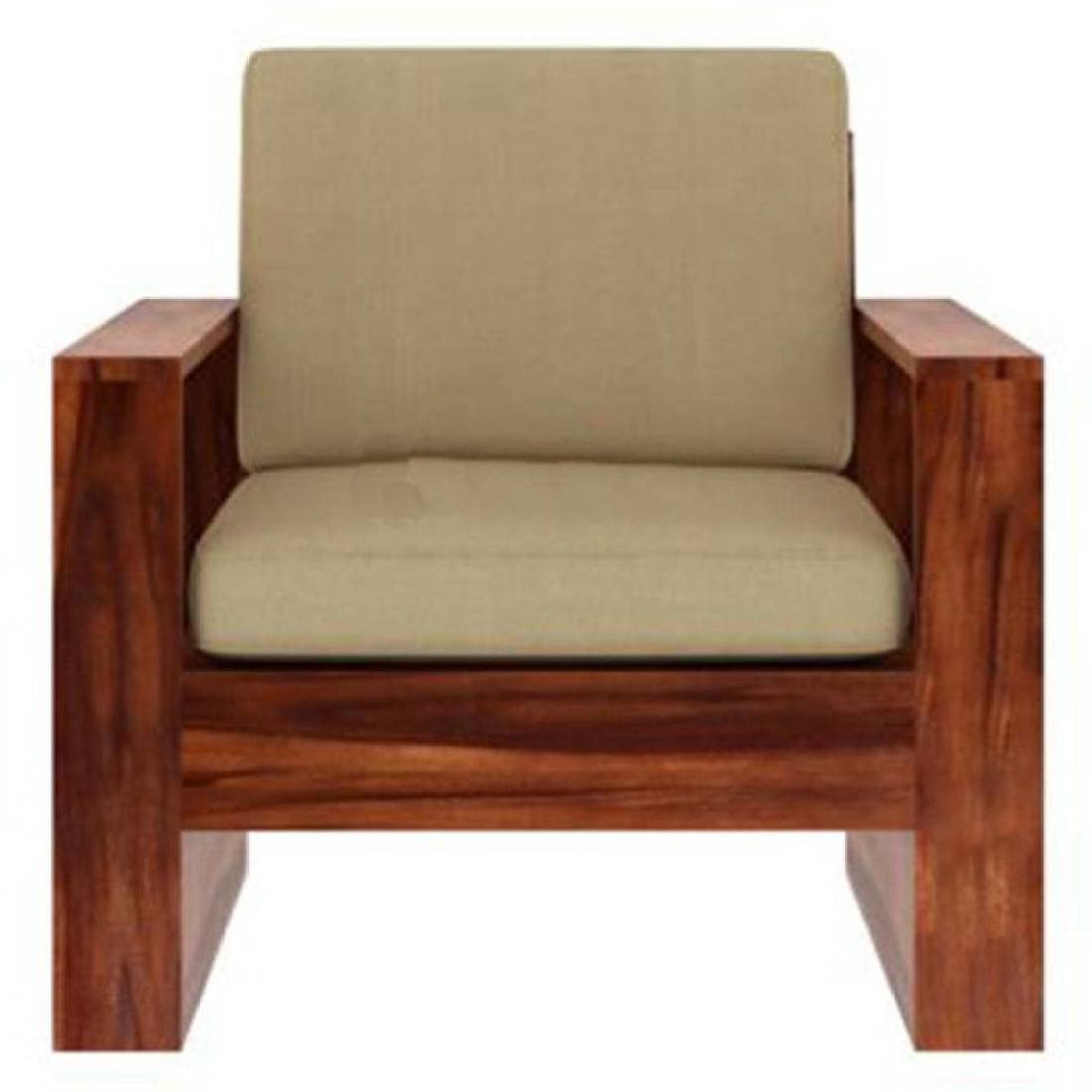 DEMIWALL Solid Sheesham Wood Sofa Set 3-Person Sofa | Walnute finish