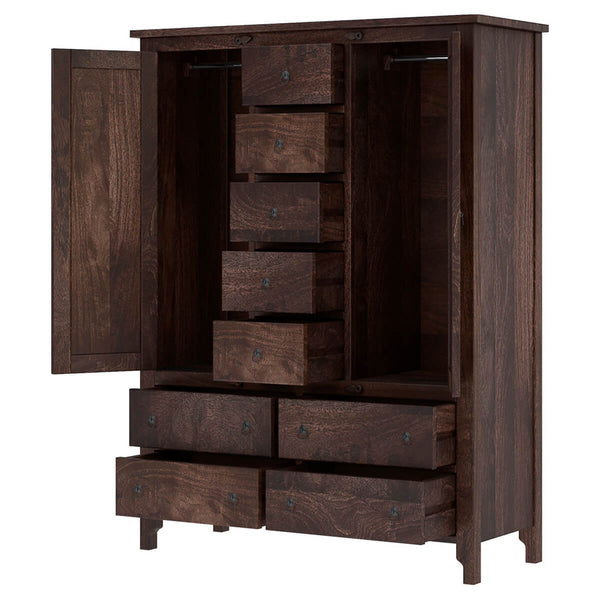 Royal Palace Wardrobe Solid Sheesham Wood Two Door With Nine Drawers Drawers In Honey Oak Finish For Bedroom Furniture