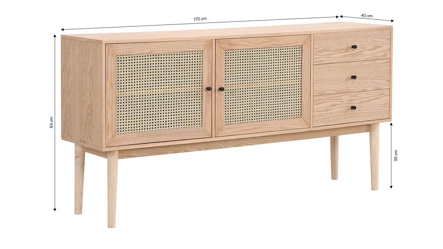 Homfab  Mango Wood 2-door, 3-drawer sideboard  For Living Room Furniture