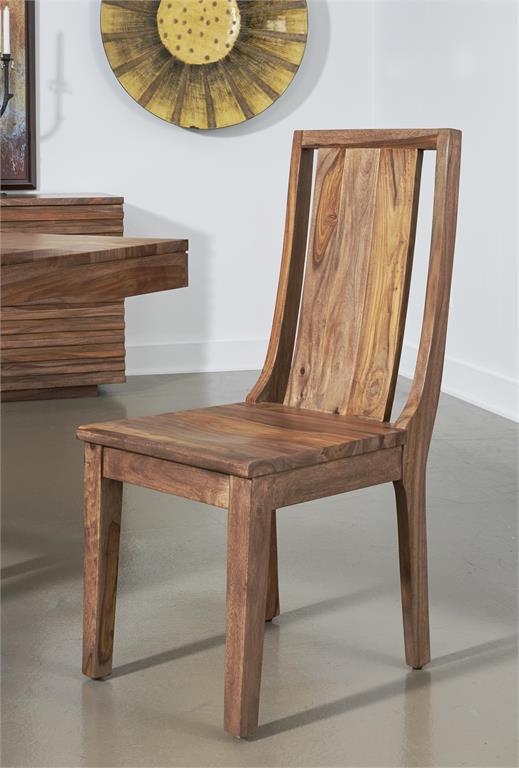 Roster Sheesham Wood Chair With Natural Gray Finish For Dining Room Set of 2