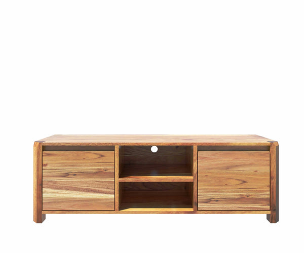 Acme Solid Wood Tv-Unit Two  Door & Two Open Shelf In Natural Finish