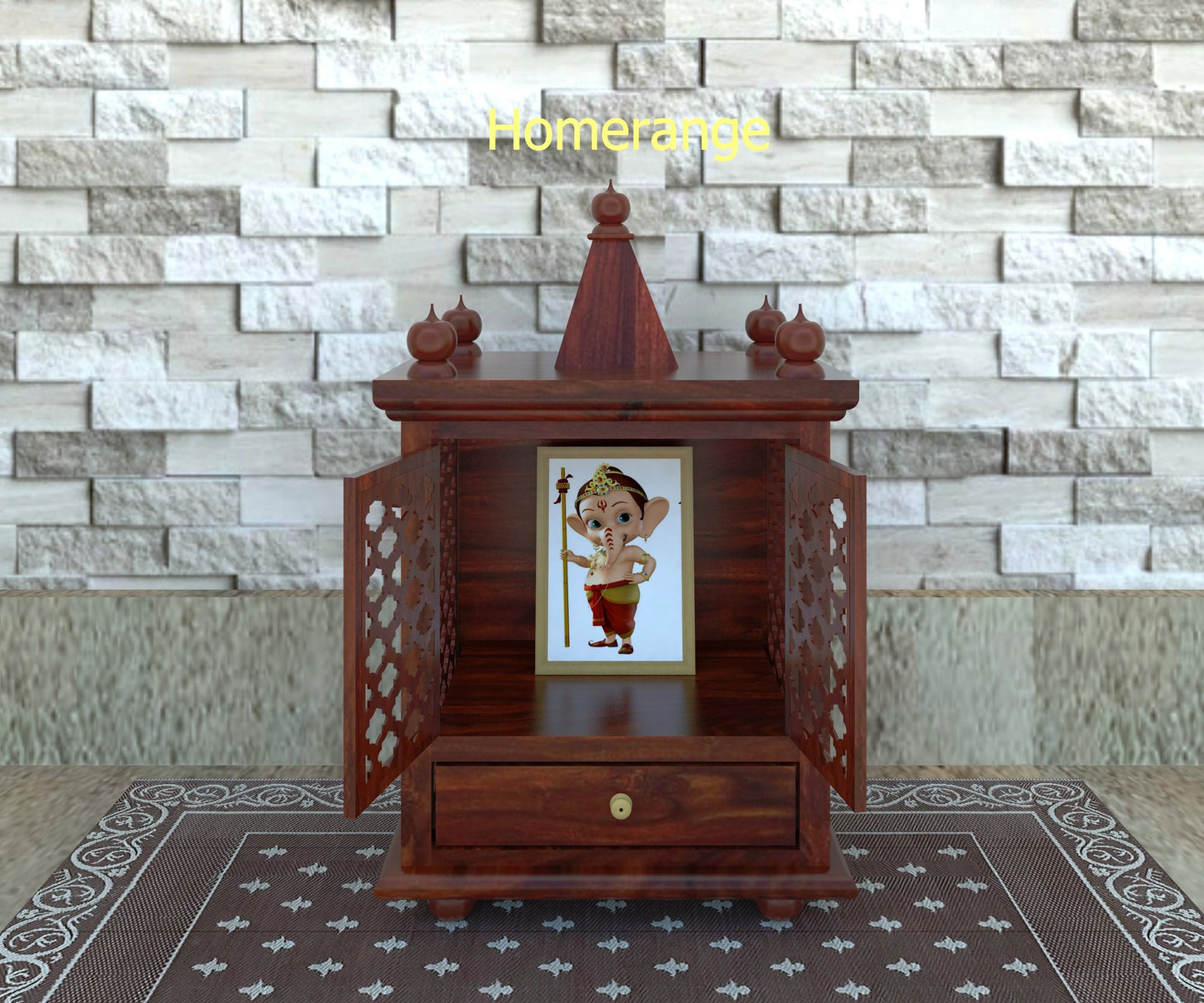 Solid wood temple with drawer storage