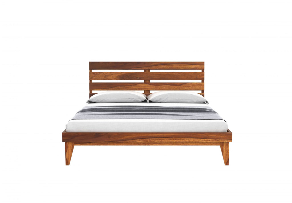 Eon Solid Sheesham Wood King Size Bed In Natural Finish For Bedroom Furniture