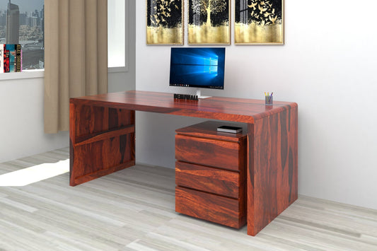 Avain Solid Wood Large Study Table In Honey Oak